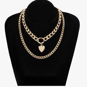 Gold Chain Necklace with Heart Pendant